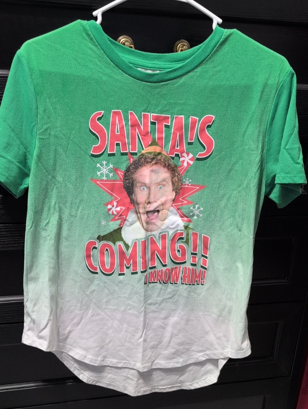 ELF White and Green Crew Neck Logo Tee